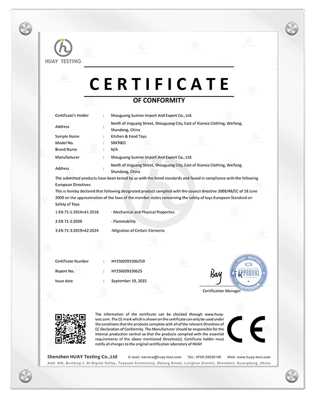 2025.9.24 - Juguetes de cocina - UE EN71 - Certificado CE