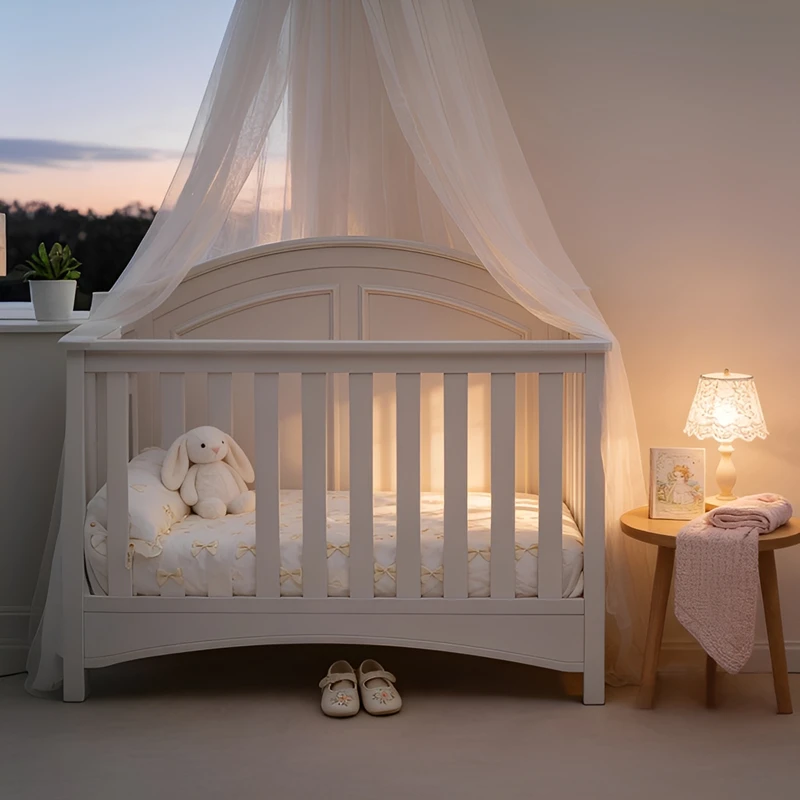 Cuna moderna de madera maciza con altura ajustable y dise&ntilde;o convertible
