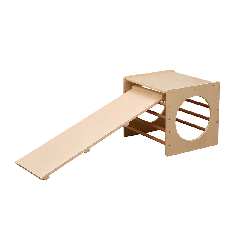 Parque infantil de madera plegable 2 en 1 con tobog&aacute;n &ndash; Gimnasio interior Montessori para ni&ntilde;os pequ