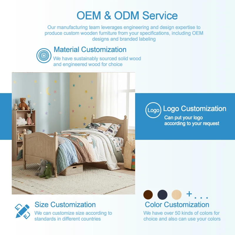 Cama infantil de madera maciza natural, muebles de dormitorio infantil de dise&ntilde;o &uacute;nico