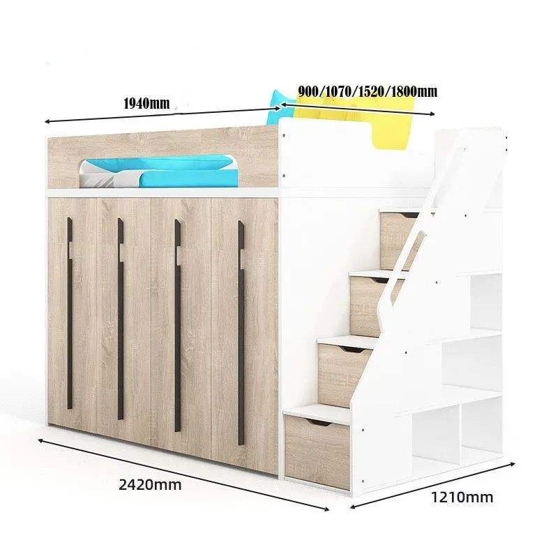 Nuevo Cama alta multifuncional de madera para ni&ntilde;os, juego de muebles de dormitorio para ni&ntilde;os que a