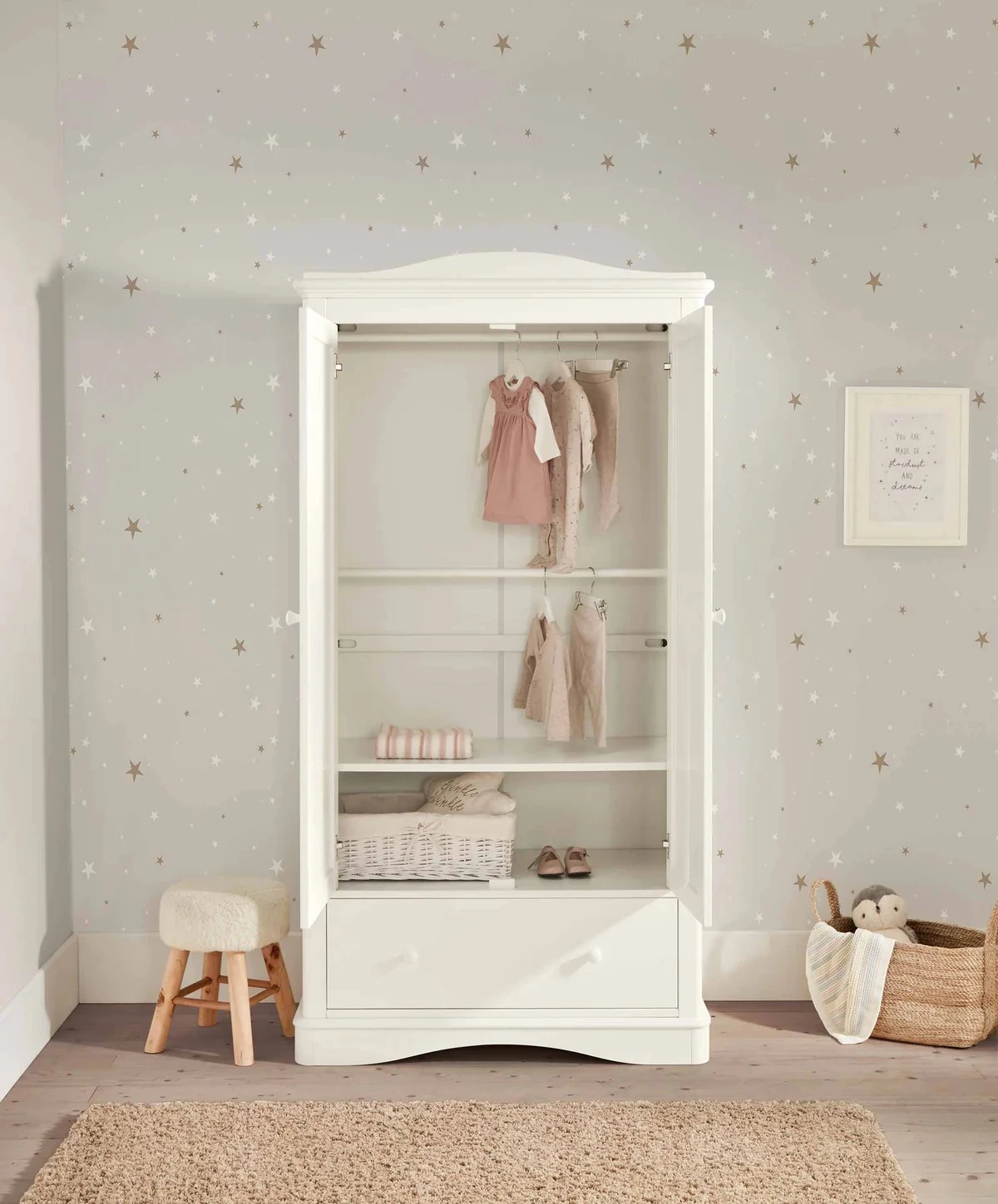 Juego de muebles para ni&ntilde;os de gama peque&ntilde;a y moderna de 3 piezas, cuna de pino para beb&eacute;