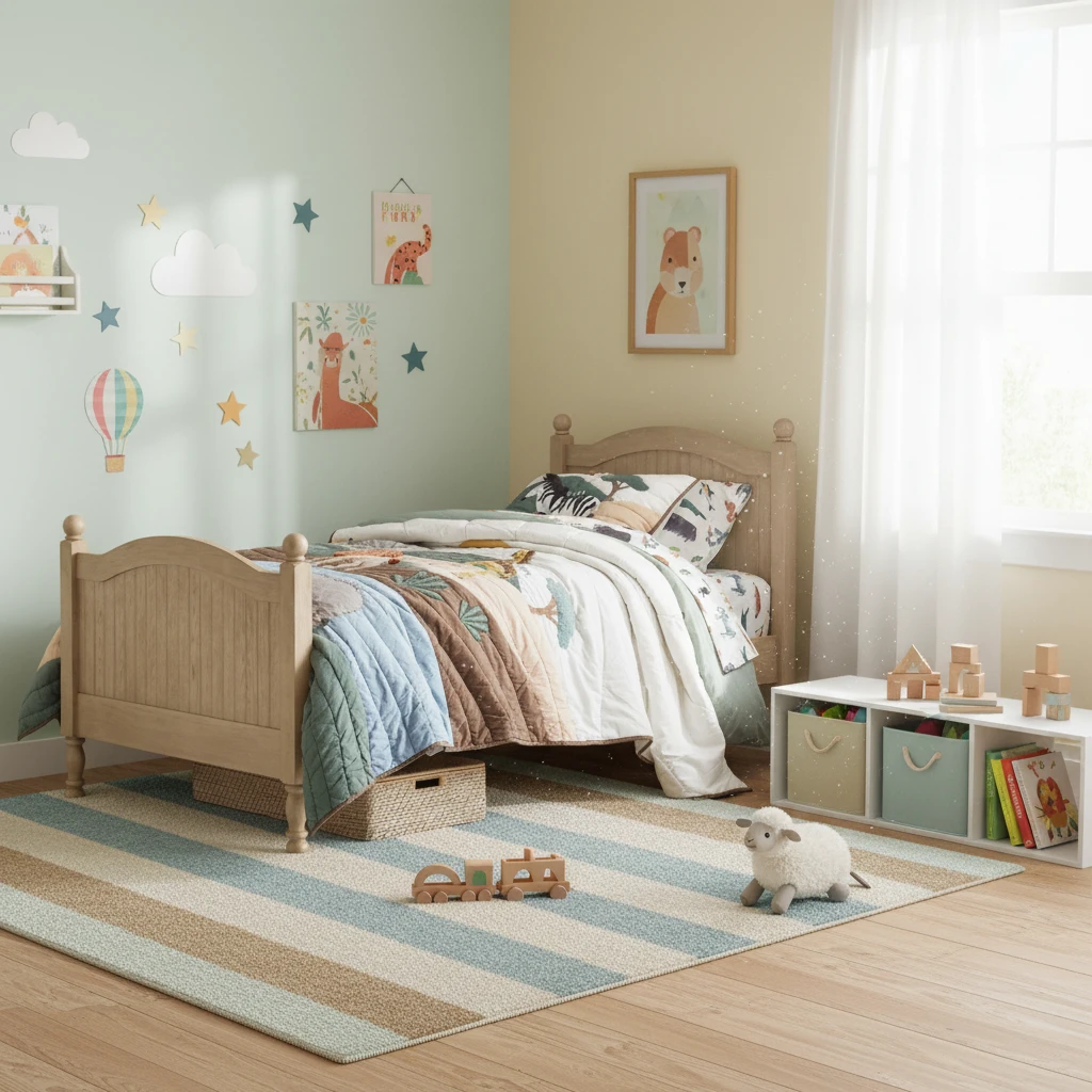 Cama infantil de madera maciza natural, muebles de dormitorio infantil de dise&ntilde;o &uacute;nico