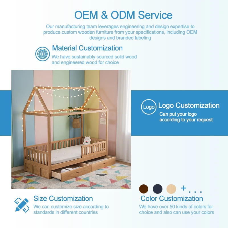 Litera de madera maciza para ni&ntilde;os estilo granja con cajones de almacenamiento y barandillas de segu