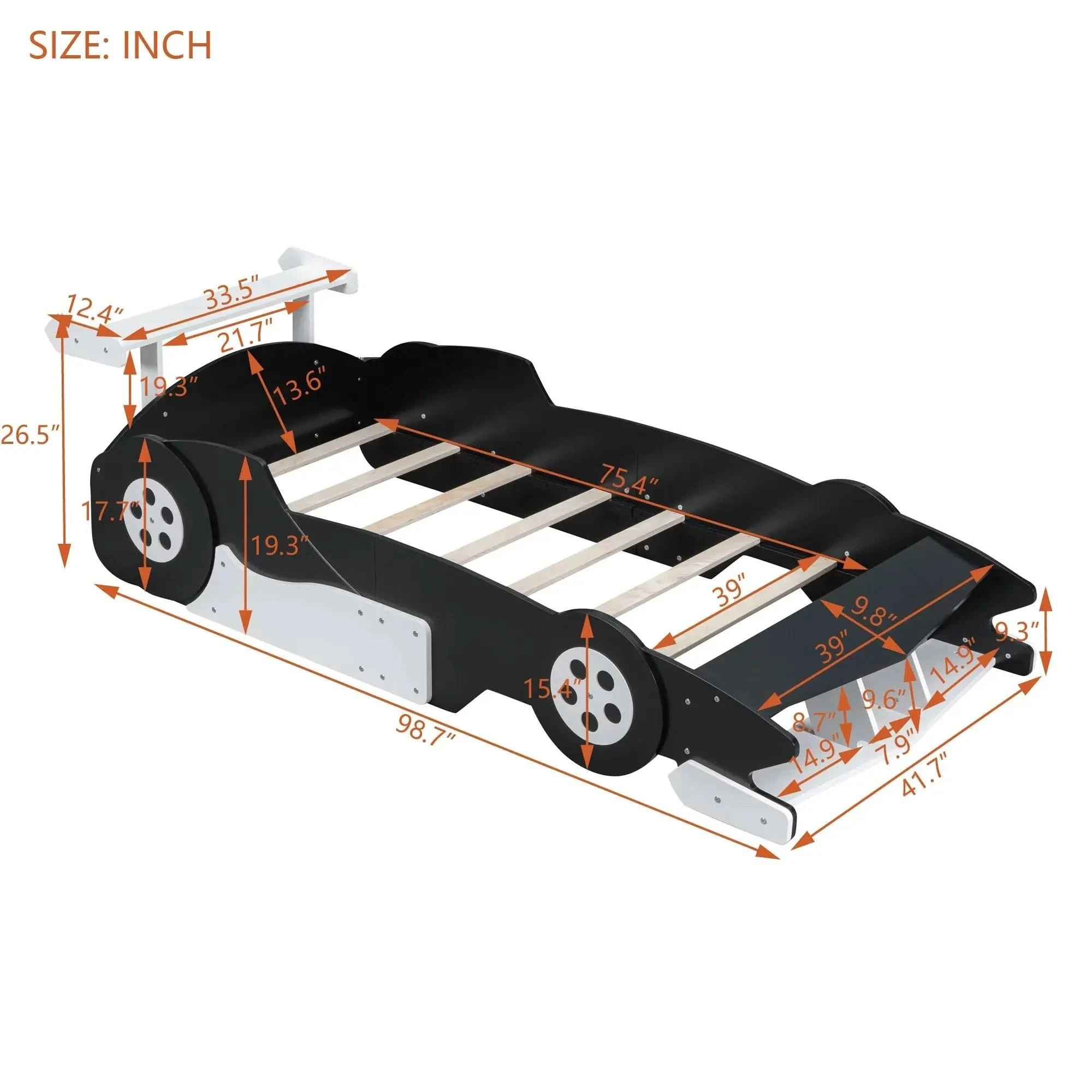 Cama de coche de carreras de madera ecol&oacute;gica moderna, sof&aacute; cama con forma de coche de carreras para