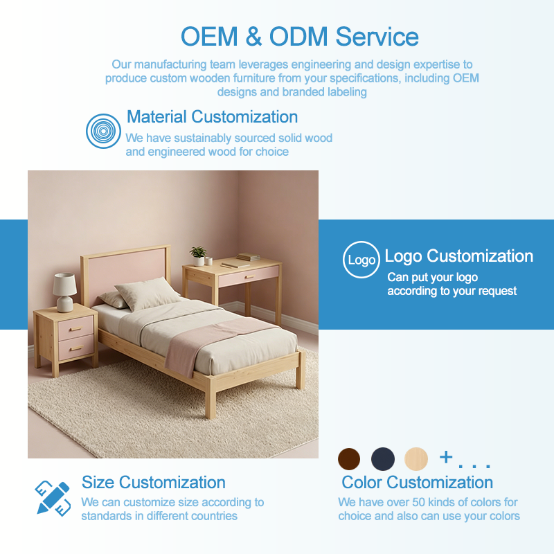 Juego de muebles de dormitorio de madera maciza de color rosa, que incluye cama para niños y escritorio de estudio, muebles modernos y ecológicos y seguros para dormitorio de niñas