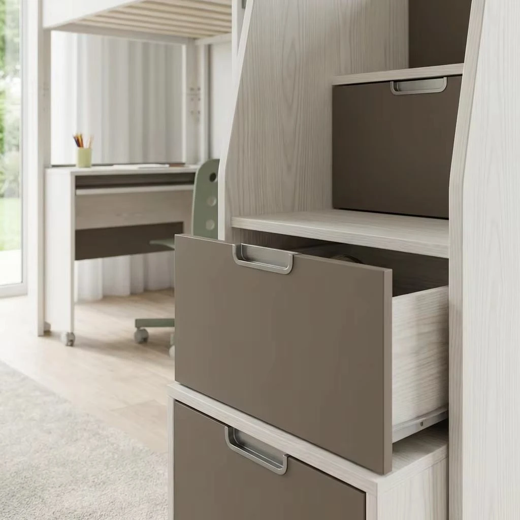 Litera moderna y sencilla de madera maciza para ni&ntilde;os con escritorio integrado, multifuncional ecol&oacute;