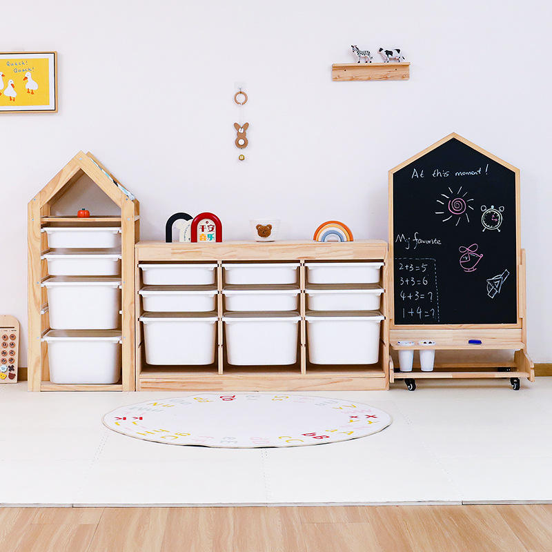 Sistema del organizador del almacenamiento del juguete de los ni&ntilde;os de Montessori, estante de los ni