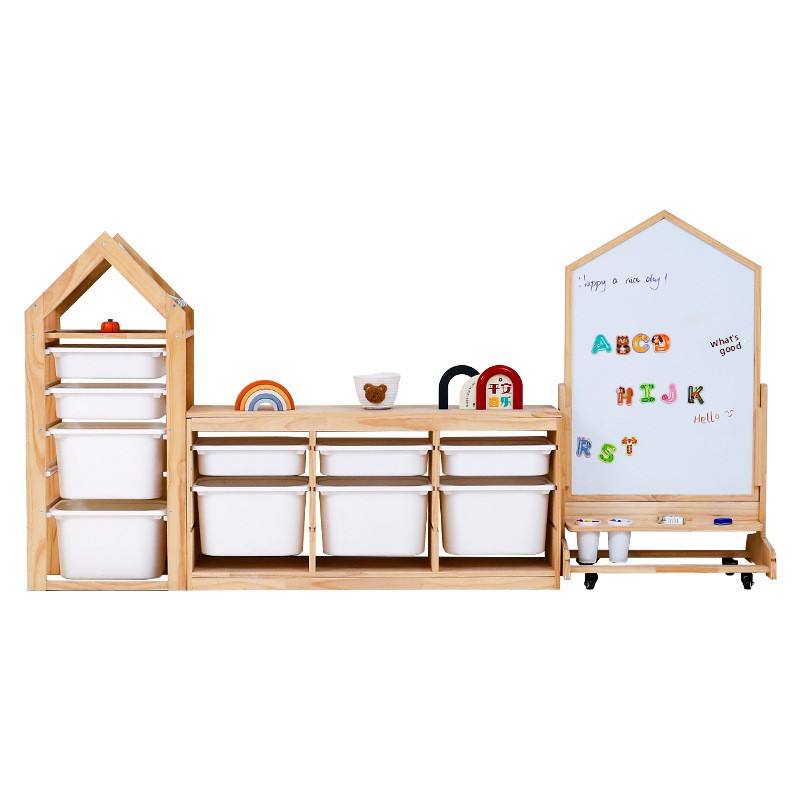 Sistema del organizador del almacenamiento del juguete de los ni&ntilde;os de Montessori, estante de los ni