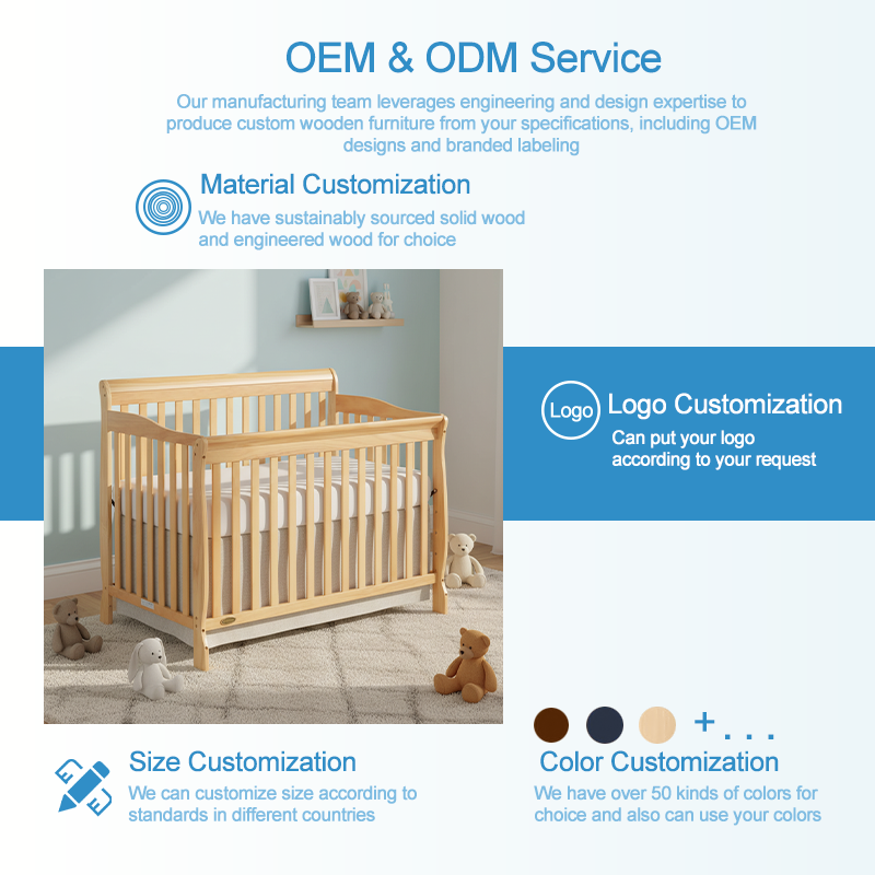 Cuna de madera maciza natural de primera calidad con base de colchón ajustable, cuna infantil de estilo escandinavo moderno con respaldo arqueado, muebles de madera para guardería con certificación de seguridad
