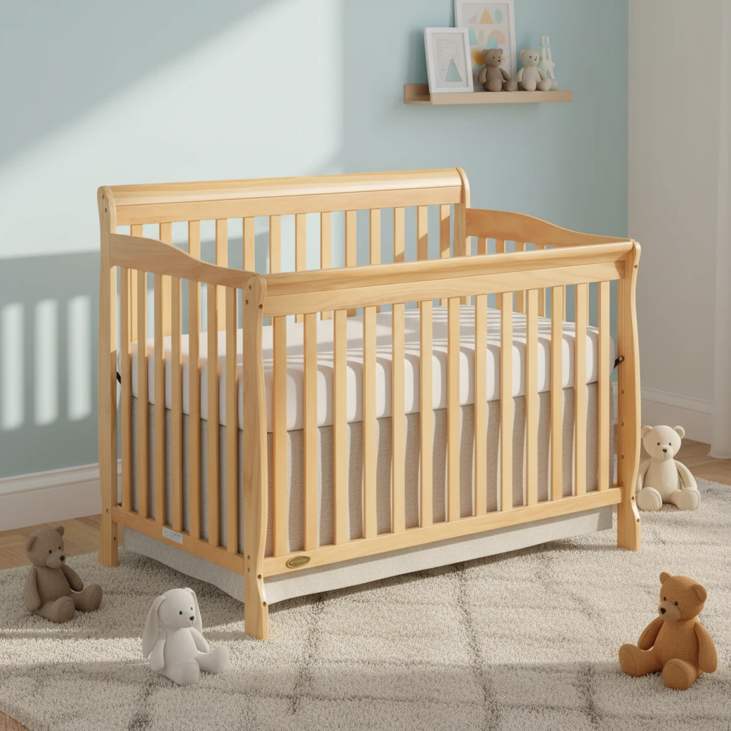 Cuna de beb&eacute; de madera maciza natural de primera calidad con base de colch&oacute;n ajustable, beb&eacute; de esti