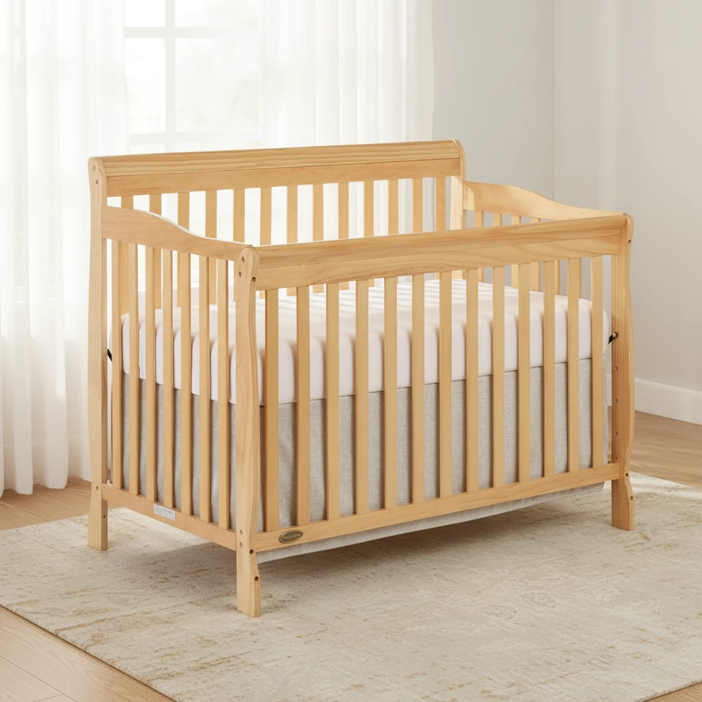 Cuna de beb&eacute; de madera maciza natural de primera calidad con base de colch&oacute;n ajustable, beb&eacute; de esti